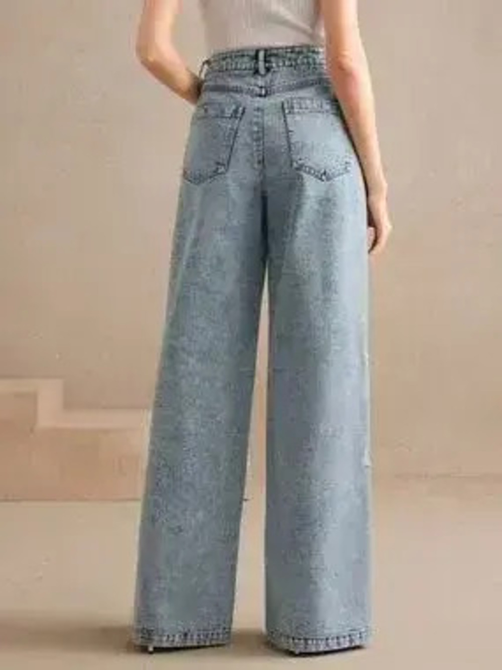 Embroidered Wide-Leg Jeans - Picture 3 of 4